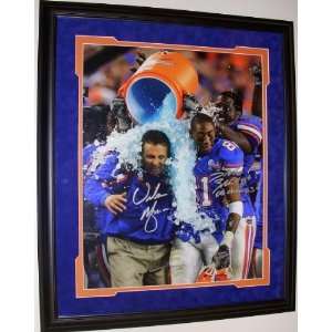  Urban Meyer and Dallas Baker DUAL Autographed Florida 