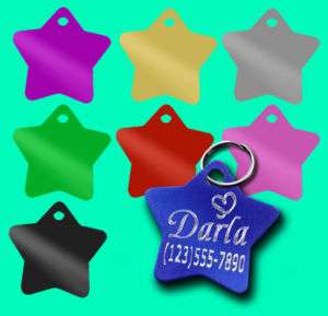 SMALL STAR *Custom Engraved* Pet ID Name Tag Dog Cat  