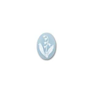   10x14mm Resin Bluebell Cameo   White and Light Blue 
