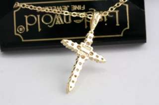 Lindenwold W Lind Jewelry CZ 14K Gold EP Cross Necklace  