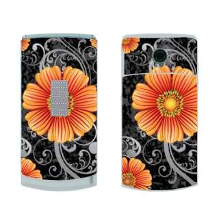 For LG GD570 Dlite T Mobile Phone Orange Swirl Flowers Black Decal 