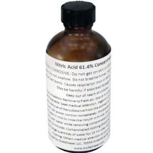 61.4% Nitric Acid, 115 ml in a Dark Amber Bottle with Teflon Lined Cap
