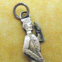   SILVER MECHANICAL SALUTING SOLDIER CHARM C1900 BOOK PIECE  