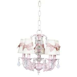    Arm Stacked Glass Ball Chandelier with Pink Sashes