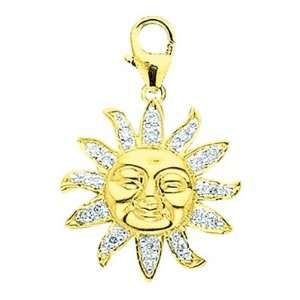  14K Yellow Gold Diamond Sun Charm Jewelry