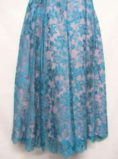 BETSEY JOHNSON Teal Turquoise Rosette Lace Dress 6 NWT  
