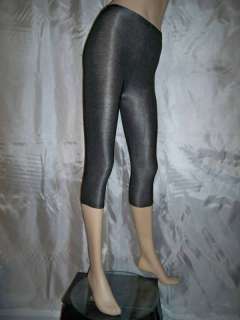 L4 Black Silver 80s Stretch Dance Leggings Tights S/M/L  