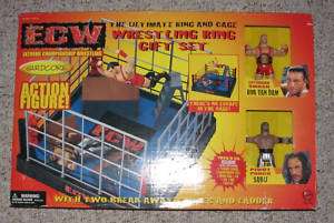 ROB VAN DAM & SABU ECW FIGURE SET + CAGE & RING WWE WWF  