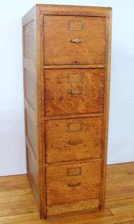Antique Oak 4 Drawer Library Bureau Filing Cabinet  