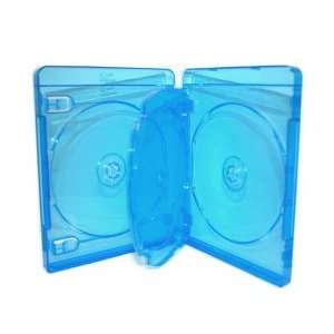  3 Disc 22MM Thick Clear Blue Blu Ray Cases with one Tray 