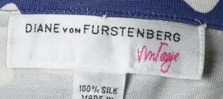 Diane Von Furstenberg Vintage Blue Geometric Silk Signature Wrap Dress 