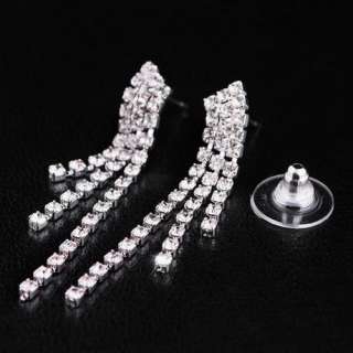 Tassels Y Style Jewelry Necklace Earrings Set Inlay Czech Rhinestone 