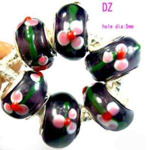 P1157 6pc Lovely Flower Lampwork glass Loose Charm bead  