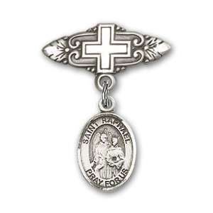  St. Raphael the Archangel Charm and Badge Pin with Cross St. Raphael 