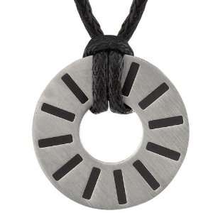 Debonair Style Disc Pendant for Men on a Black in Titanium with a 