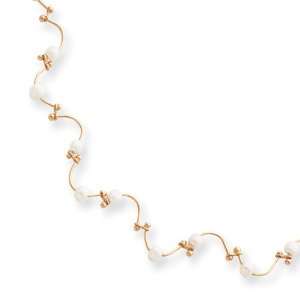  16in Gold plated Floating Pearl Wave Necklace Jewelry
