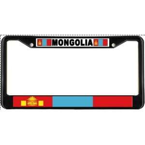  Mongolia Mongol Uls Flag Black License Plate Frame Metal 