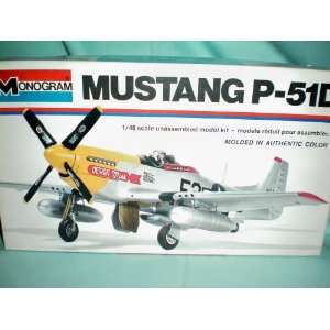 Mustang P 51D    Plastic Model Kit Molded in Authentic Color    1/48 