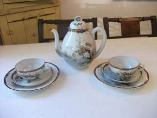 Antique Japanese tea set vtg crane kutani imari porcelain art teapot 