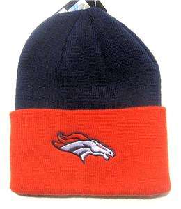 Denver Broncos Blue On Orange Knit Beanie Cap Hat  