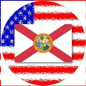    58mm Round Badge Style Keyring Florida Flag