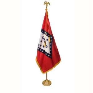  Arkansas Flag Set 3X5 Ft   8 Ft Oak Pole w/ Eagle