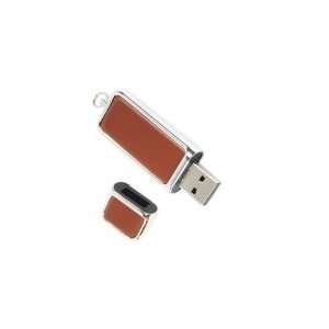  16GB Leather with Iron Cover USB Flash Drive Brown 