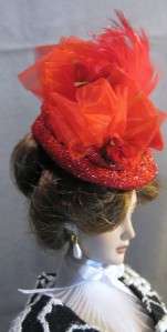 Red Roses Fascinator Doll Hat on my Lili & Agnes Dreary Dolls(Doll not 