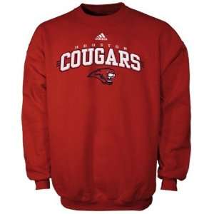  adidas Houston Cougars Red Beveled Out Crew Sweatshirt 