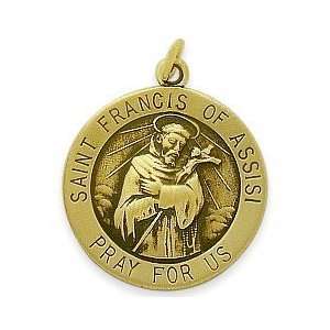  14 Karat Yellow Gold St. Francis of Assisi Religious Medal 