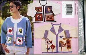 Appliqued Jackets or Sweatshirt Sewing Pattern   S M L  