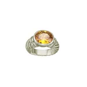   Silver Canary CZ Cable Design Ring.Size 8 FREE GIFT BOX. Jewelry