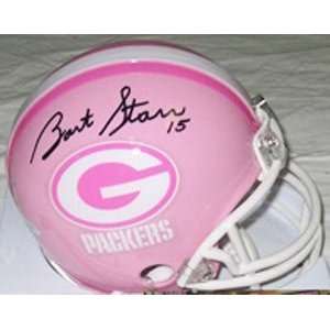  Bart Starr Signed Green Bay Packers Riddell Pink Replica 