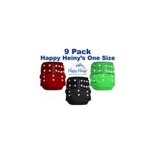  Happy Heinys One Size Diapers 9 Pack with Free Hemp Insert 