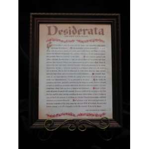  Floral Scroll DESIDERATA Poem in 13 x 11 Real Wood Frame 
