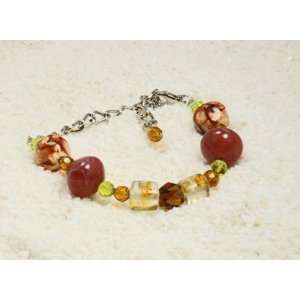  Rootbeer color and brown marbled beaded Bracelet 