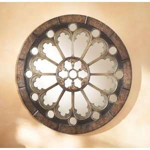  36 Round Romanesque Rose Cathedral Stone Wall Mirror 