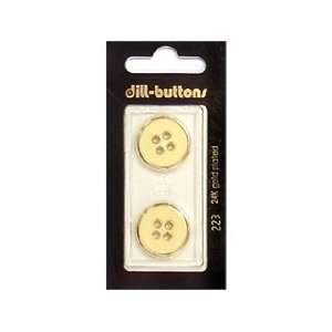  Dill Buttons 20mm 4 Hole Enamel Ivory/Gold 2 pc (6 Pack 