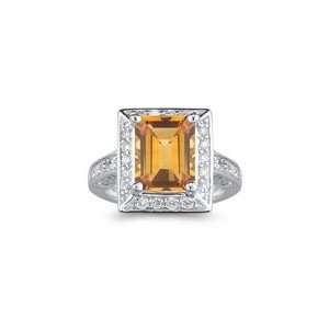  0.91 Ct Diamond & 2.43 Cts Citrine Ring in 14K White Gold 