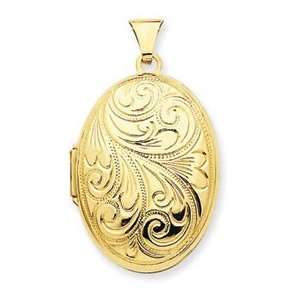  14k Yellow Gold Oval Domed Locket Pendant Jewelry