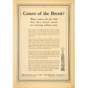   Life Insurance Co. Breast Cancer   Original Print Ad