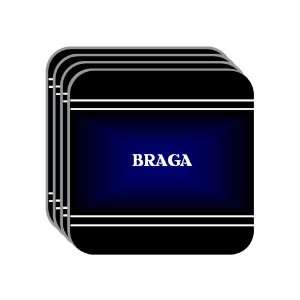 Personal Name Gift   BRAGA Set of 4 Mini Mousepad Coasters (black 