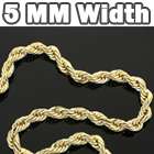   Gold Plated 5mm Diamond Cut French Rope Chain Hip Hop Necklace  