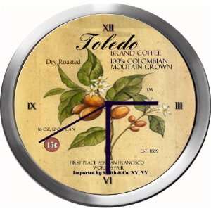  TOLEDO 14 Inch Coffee Metal Clock Quartz Movement Kitchen 