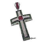 White Gold Finish Mens Lab Made Iced Out Micropave Diamond Cross w 