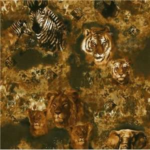  brown safari fabric lion zebra tiger Robert Kaufman (Sold 