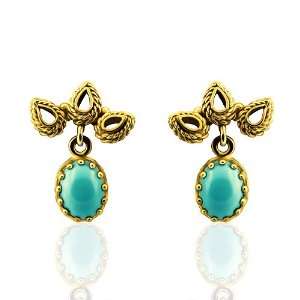   White Gold Vintage Style 1CT Turquoise Earrings PPLuxury Jewelry