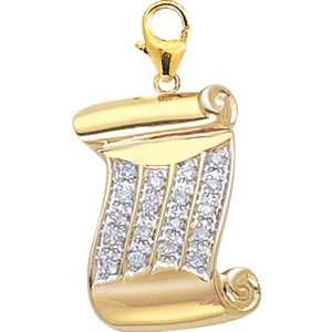  14K Gold 1/10ct HIJ Diamond Diploma Spring Ring Charm 