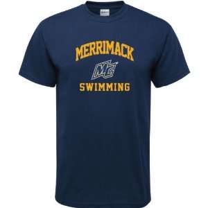  Merrimack Warriors Navy Swimming Arch T Shirt Sports 