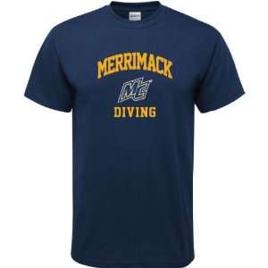 Merrimack Warriors Navy Diving Arch T Shirt  Sports 